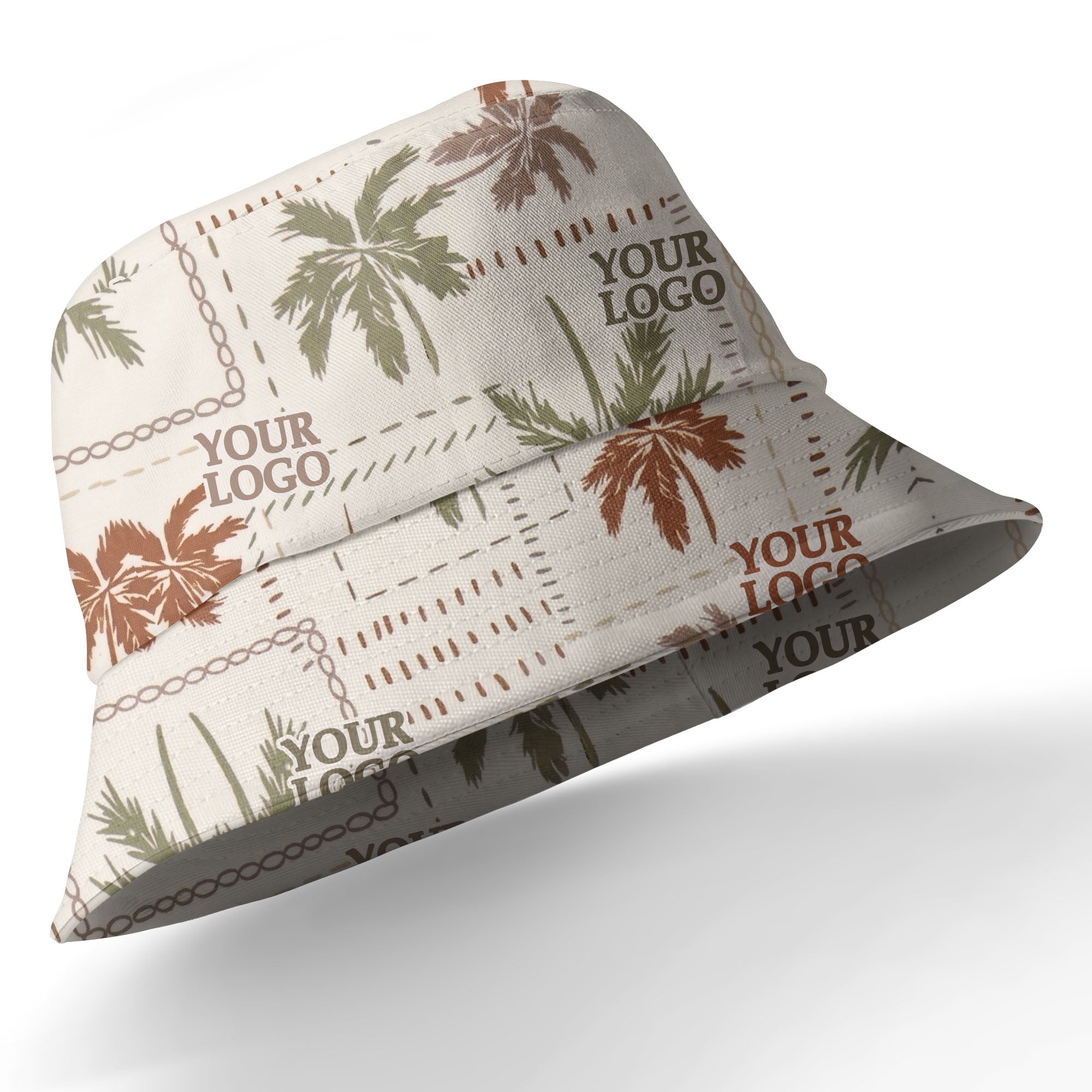 vintage palm tree repeat with custom logos hawaiian shirt