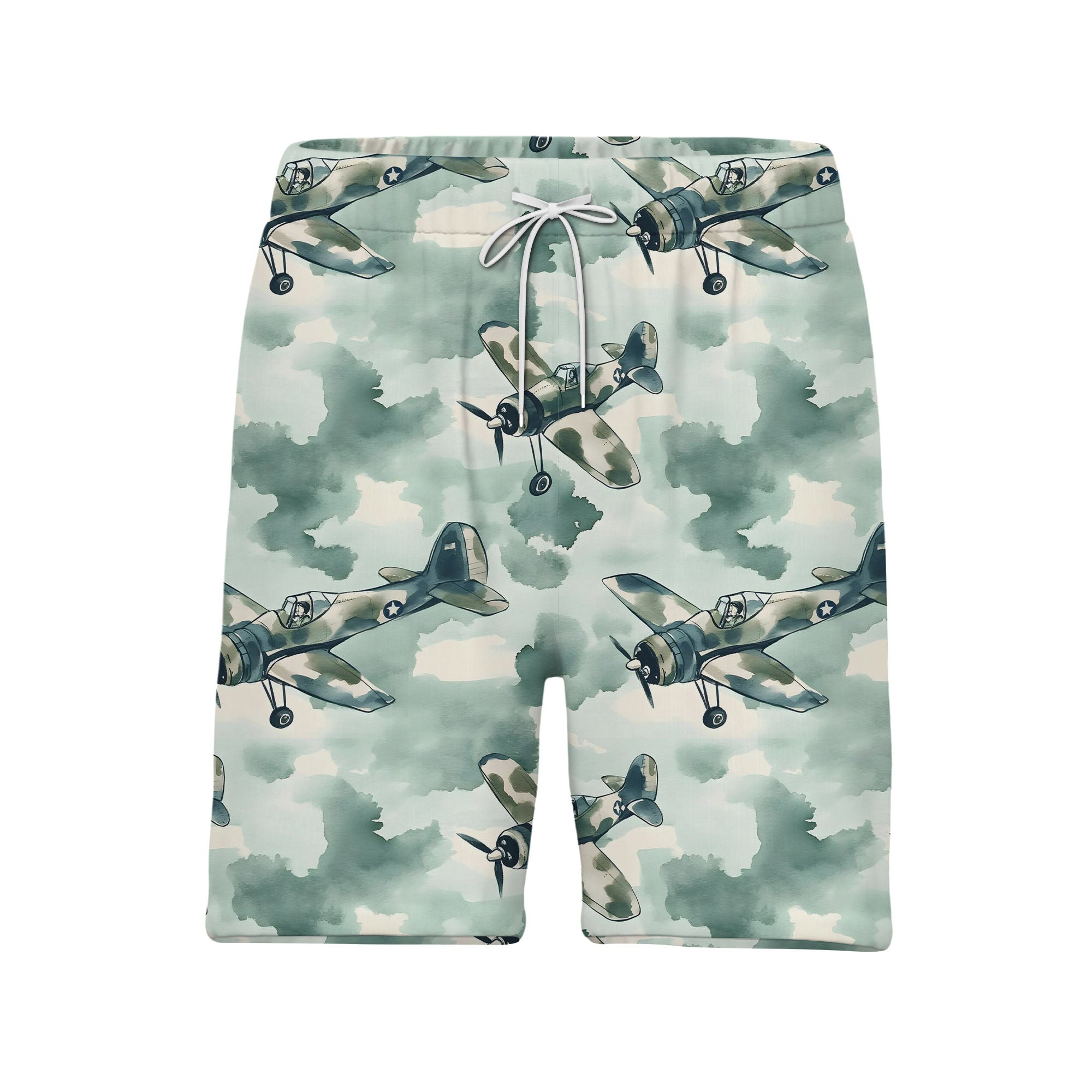 Vintage WWII Propeller Plane Camo Military Hawaiian Shirt – Aviation Print