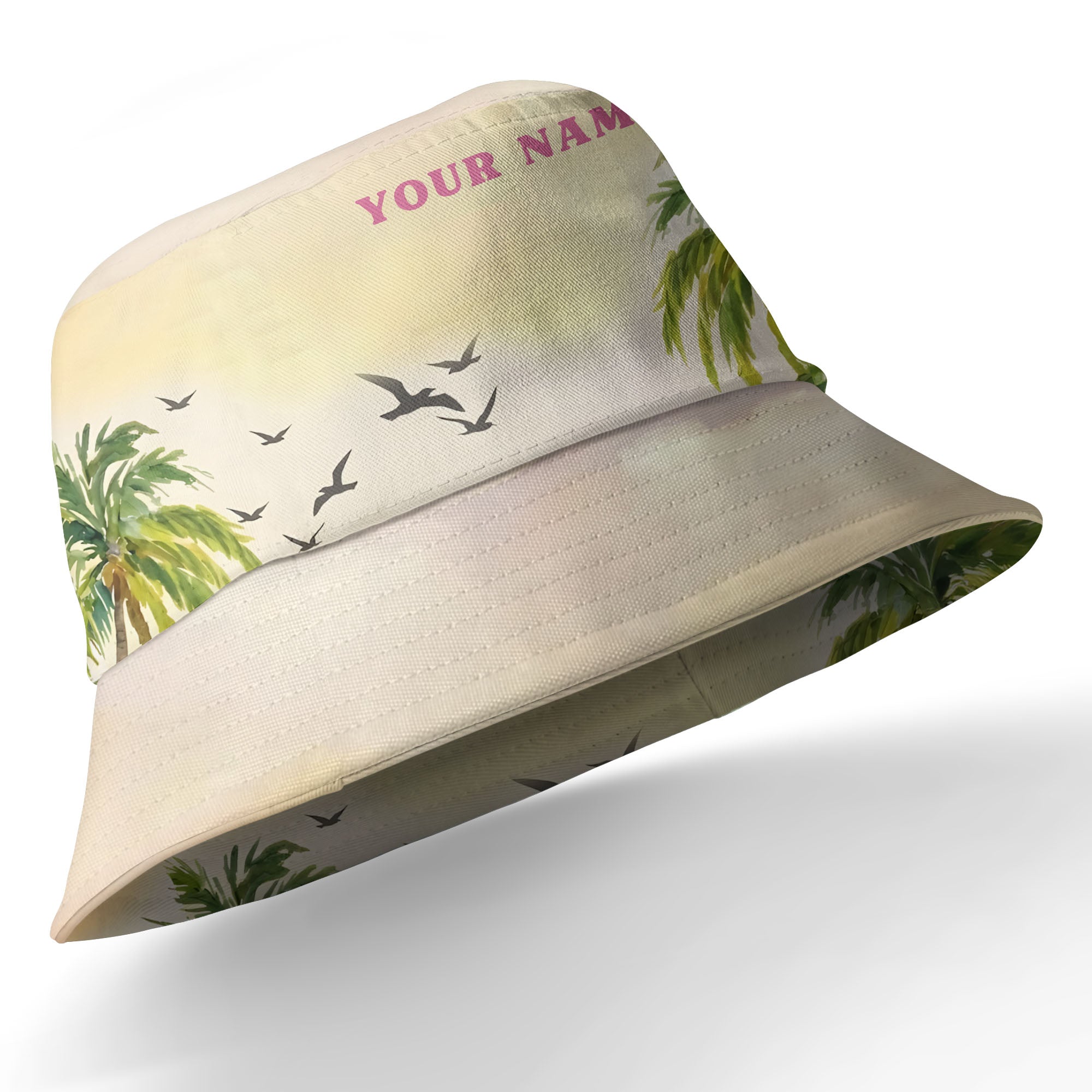 watercolor flamingo cruise ship lighthouse beach scene hawaiian shirt