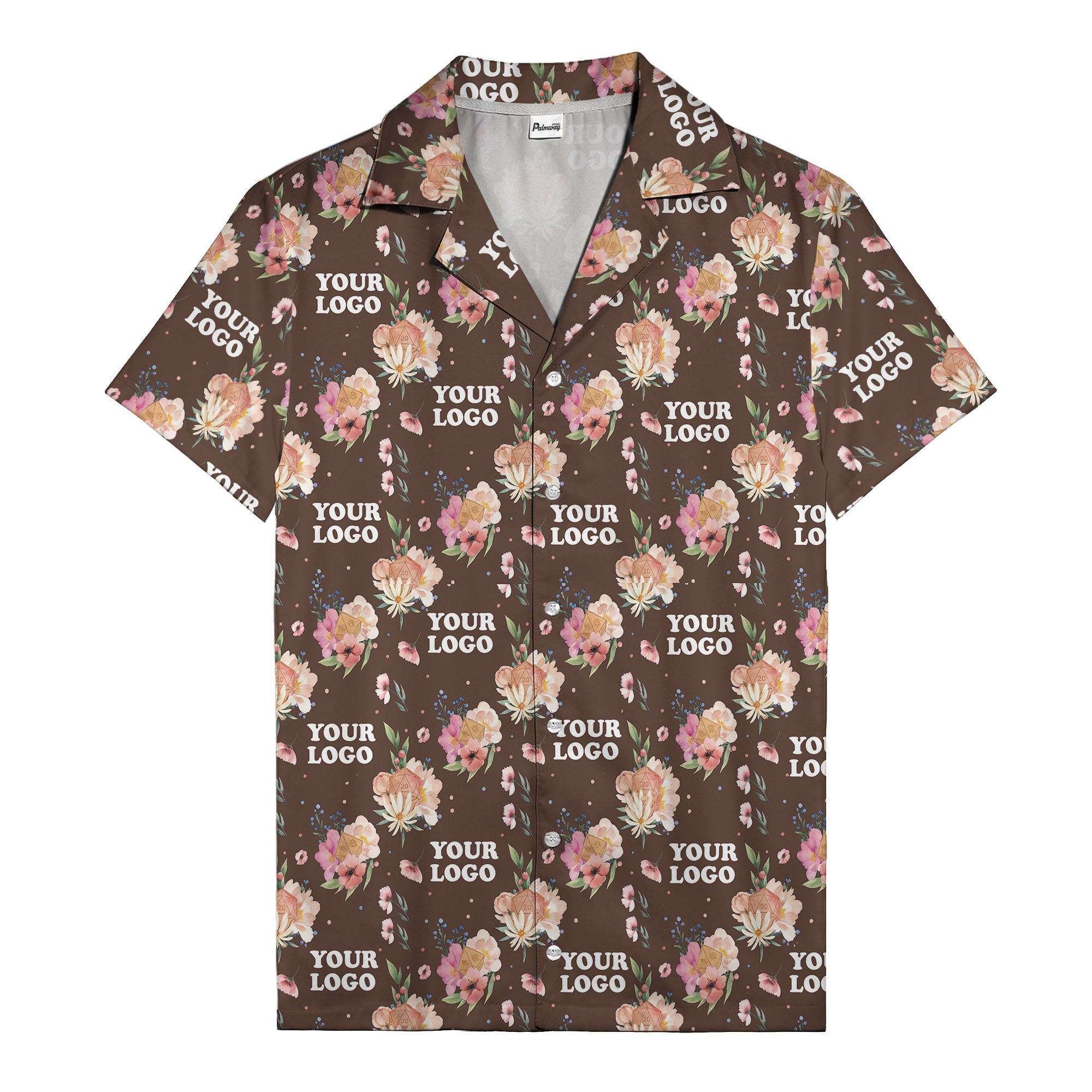 watercolor floral d20 dice hawaiian shirt with custom logo space