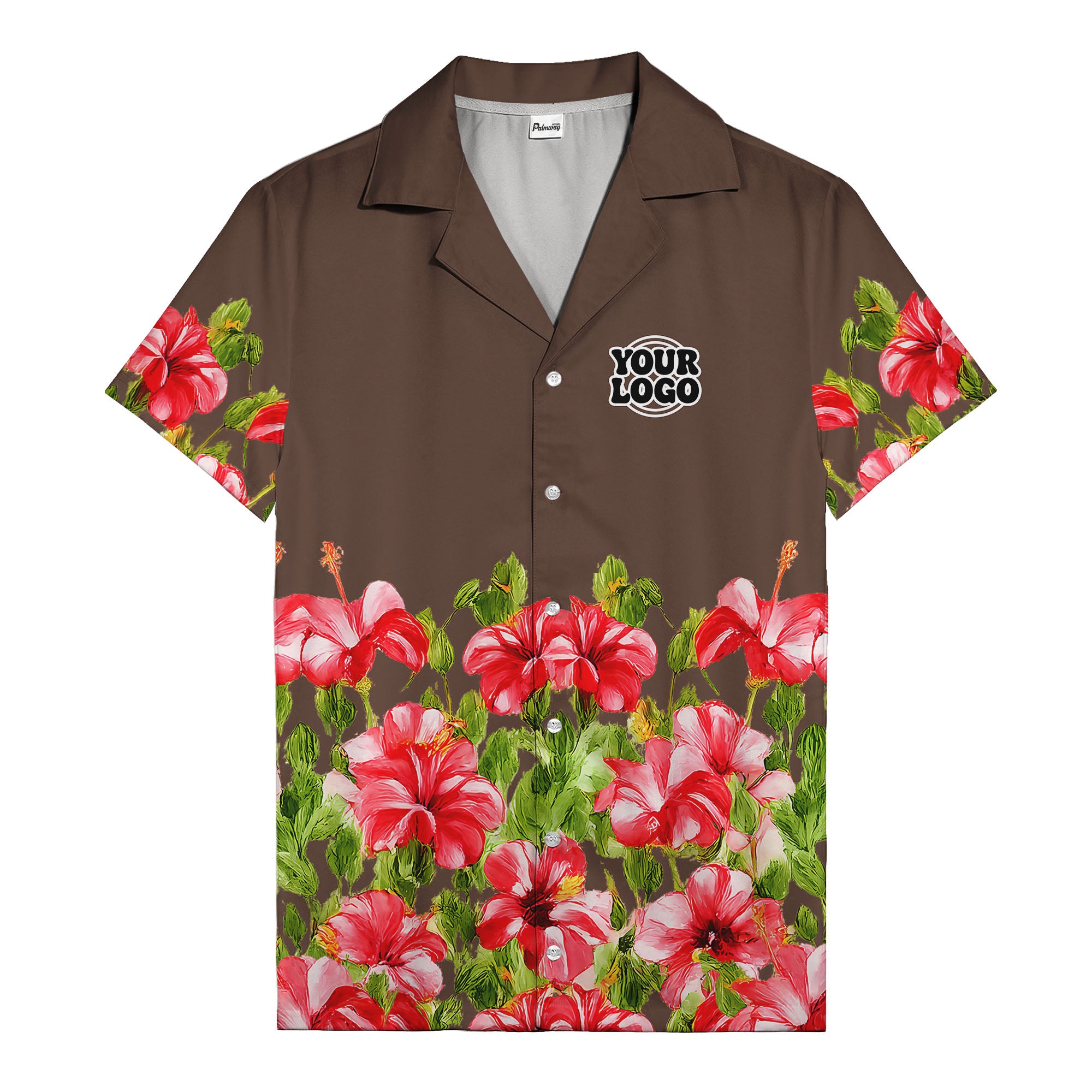 watercolor hibiscus & leaf aloha hawaiian shirt for men