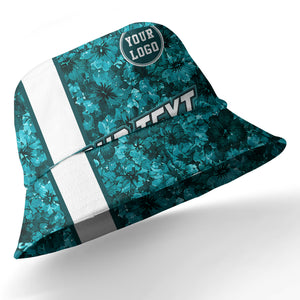 watercolor hibiscus stripes custom logo teal hawaiian shirt