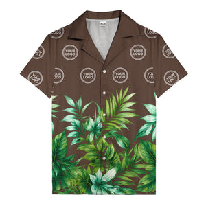 watercolor palm fronds & monogram logo repeat hawaiian shirt