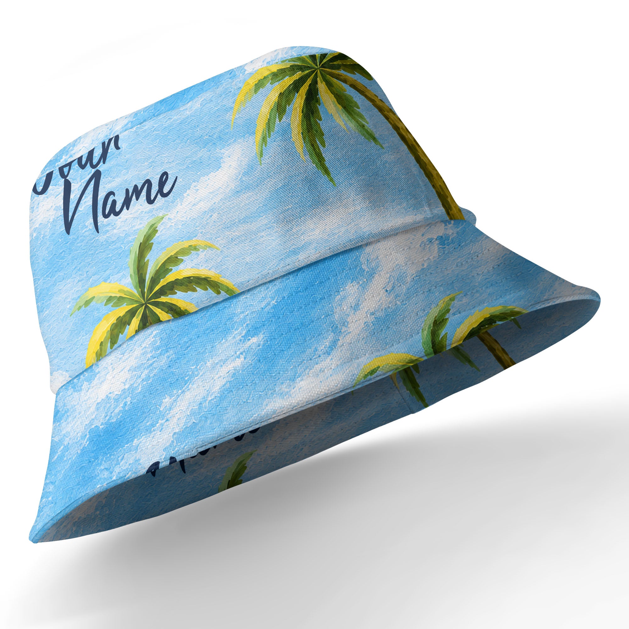 watercolor palm trees sandy beach ocean waves hawaiian shirt