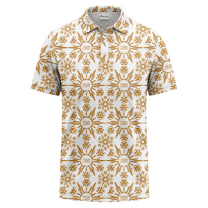 watercolor sunburst floral repeat pattern golf polo shirt