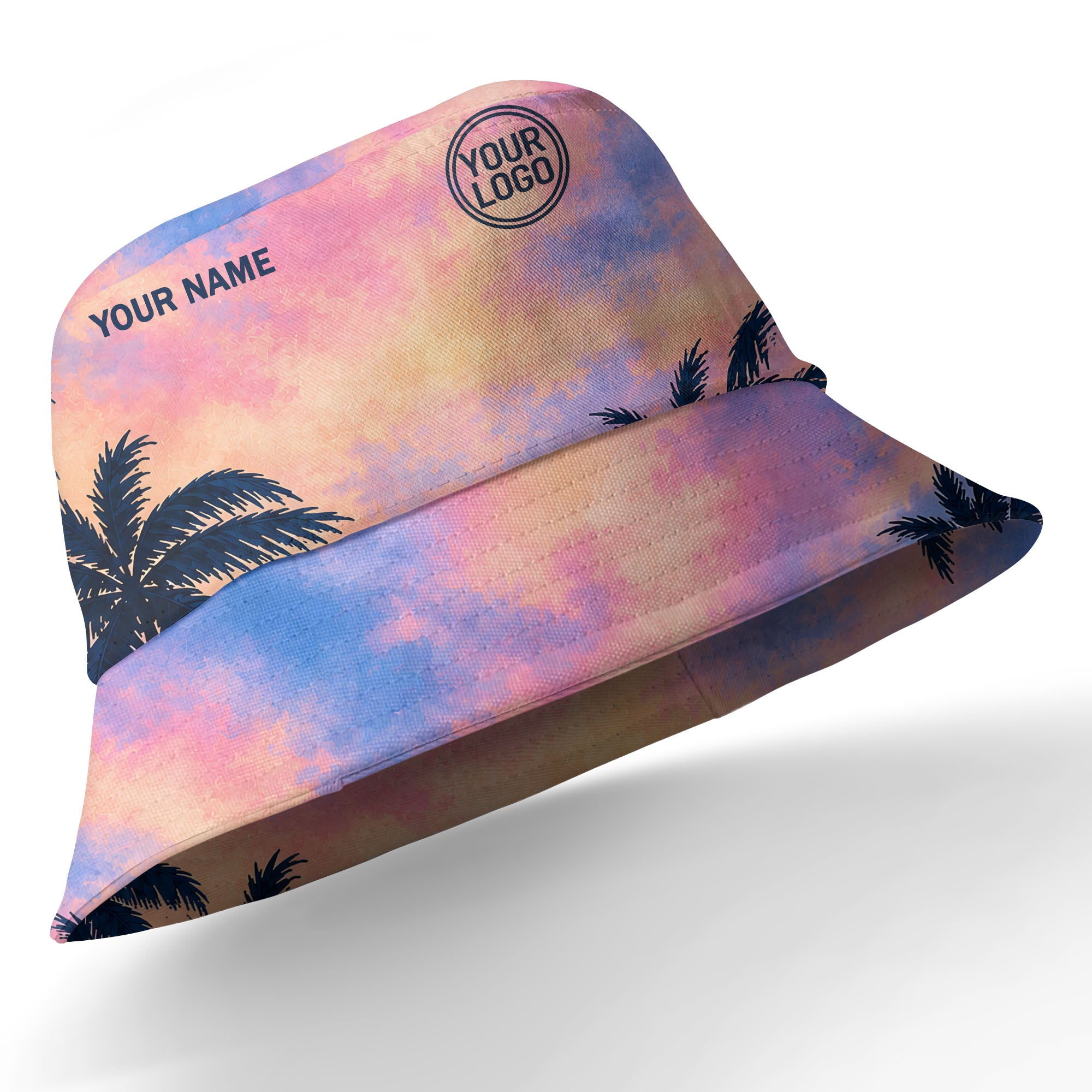 watercolor sunset palm trees coral reef navy hawaiian shirt