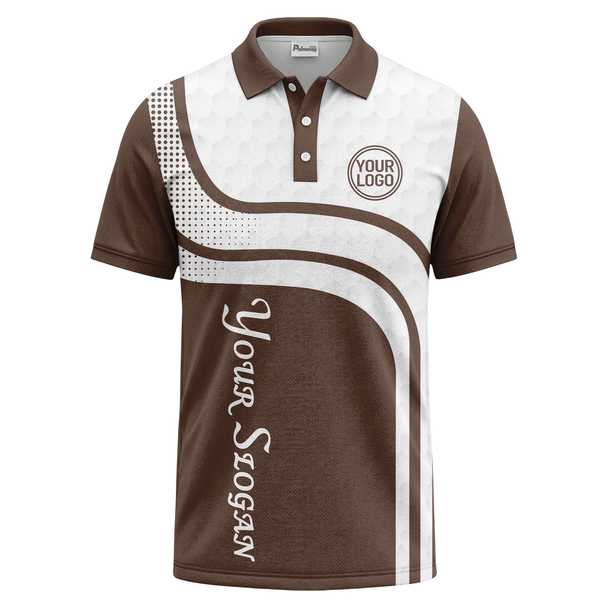 wave hexagon graphic golf polo shirt with custom logo