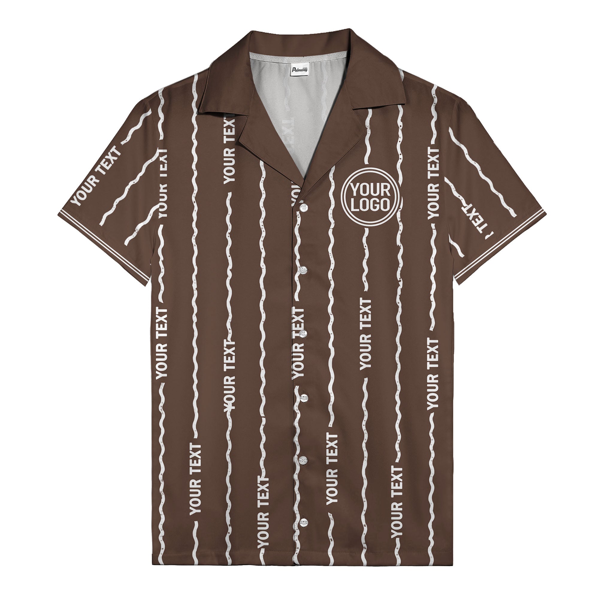 wavy line personalized hawaiian shirt with custom text & logo