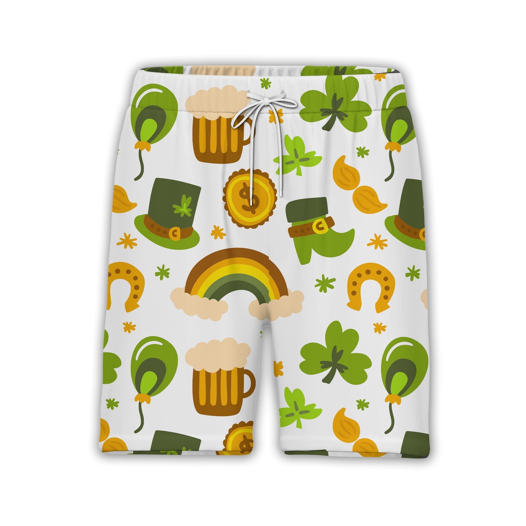 Whimsical St Patricks Day Hawaiian Shirt with Leprechaun Boots and Rainbows