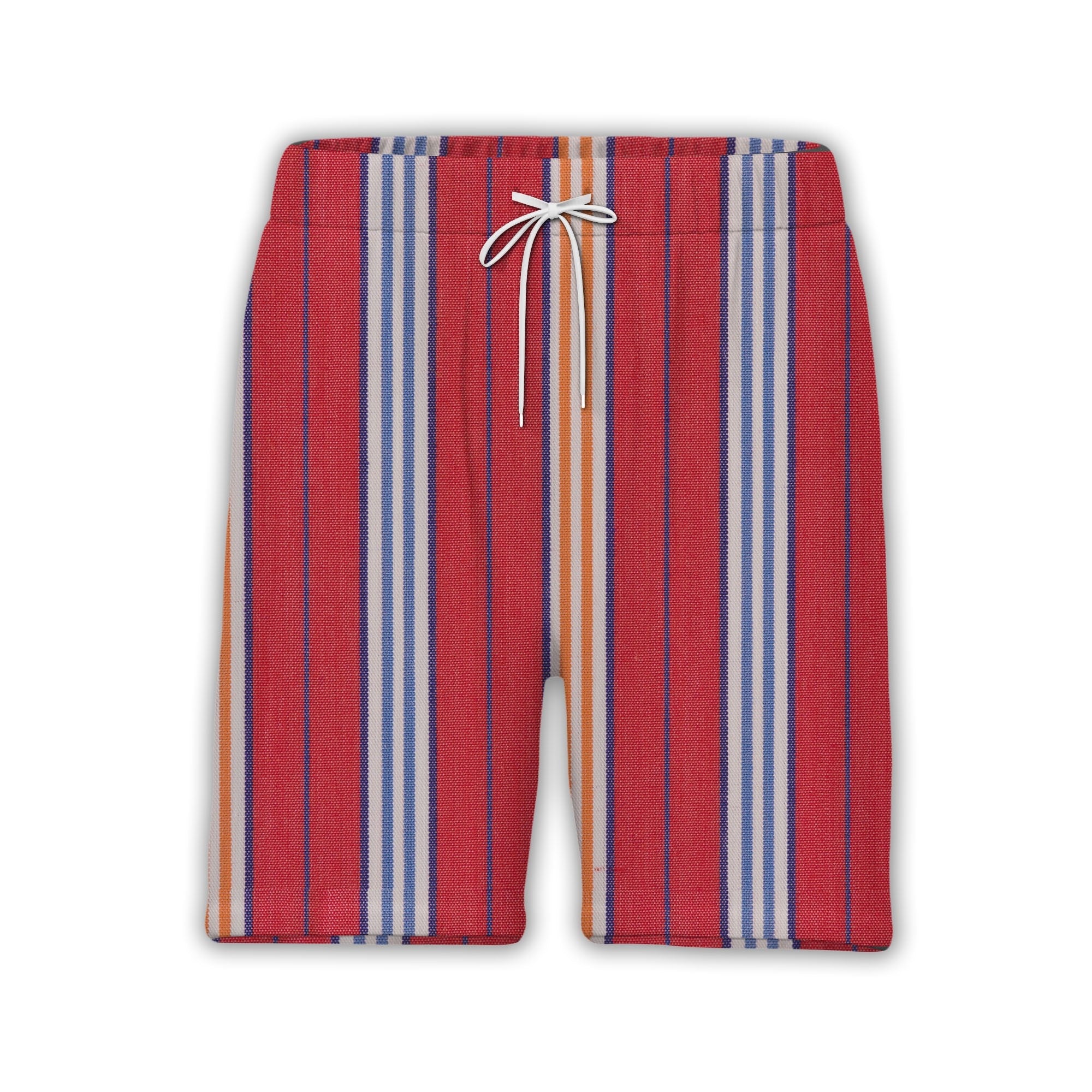 Woven Fabric Texture Stripe Hawaiian Shirt Red White Blue Orange