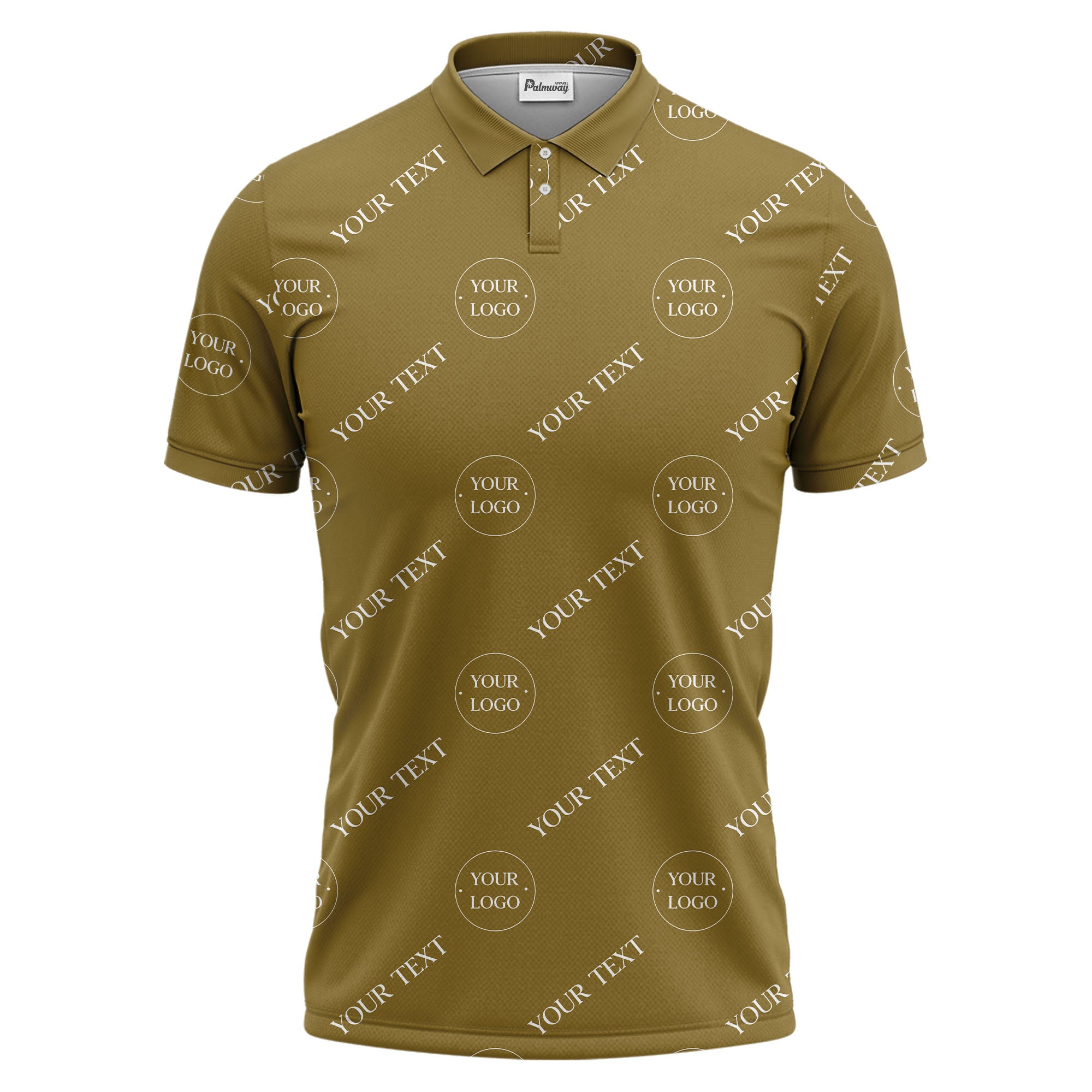 your name & logo repeat pattern black polo shirt for men