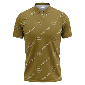 your name & logo repeat pattern black polo shirt for men