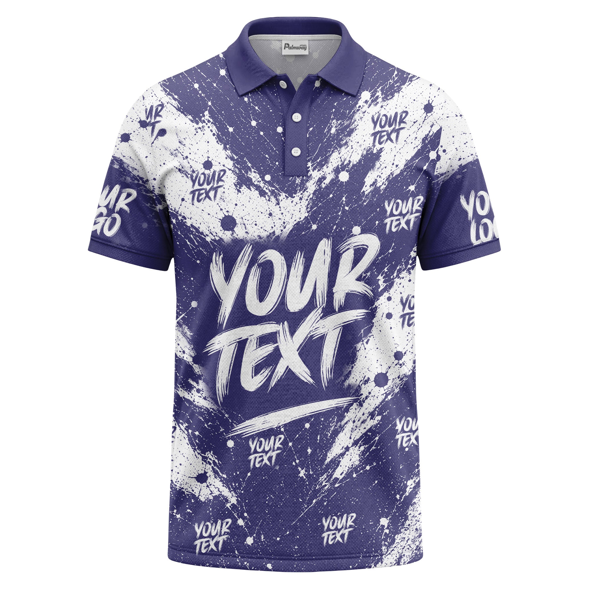 abstract splatter paint with customizable text artistic polo shirt