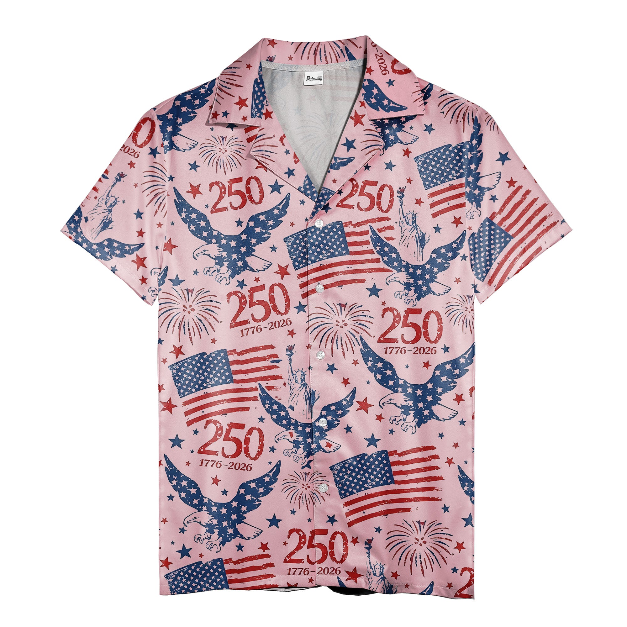 american 250th anniversary hawaiian shirt with eagles and fireworks all over print