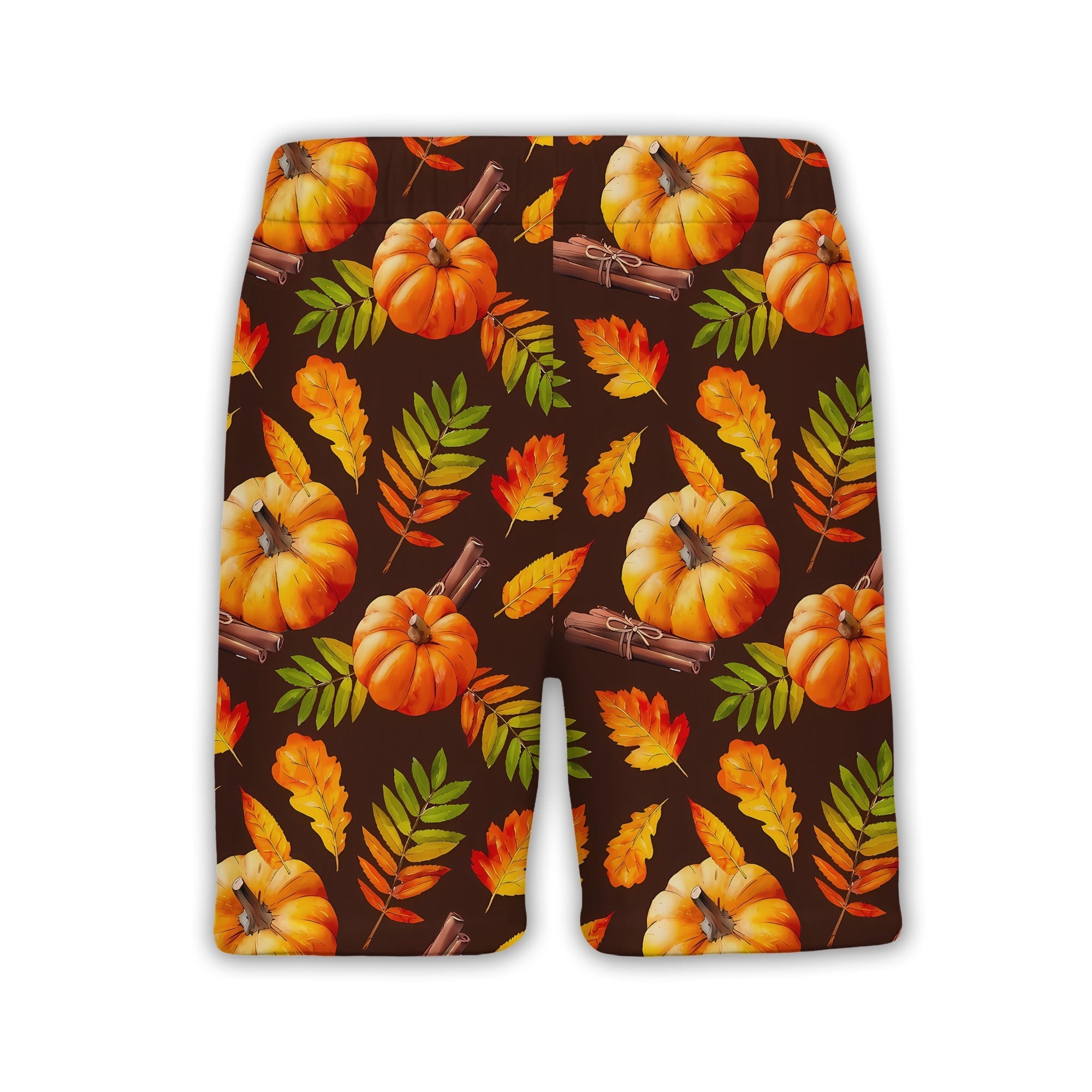 Autumn Harvest Pumpkin Hawaiian Shirt with Cinnamon on Brown