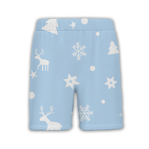 Baby Blue Christmas Reindeer Hawaiian Shirt with Snowflake Stars