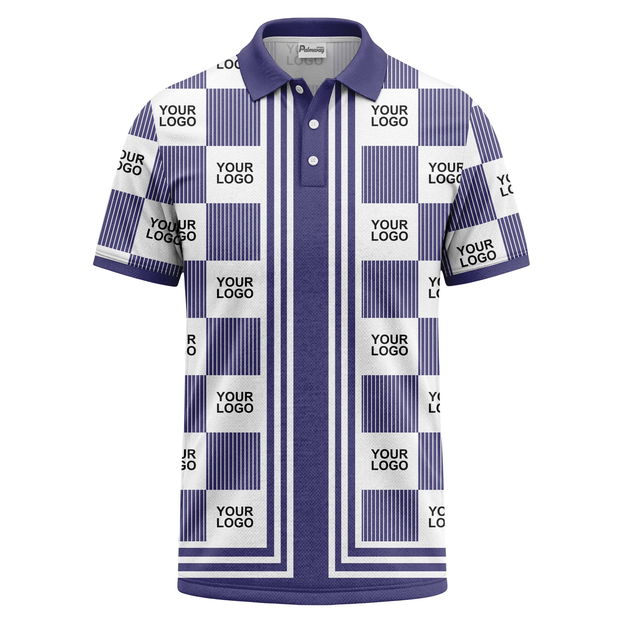 barcode graphic custom logo black white polo shirt for men