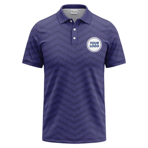 black chevron dot geometric pattern custom logo polo shirt for men