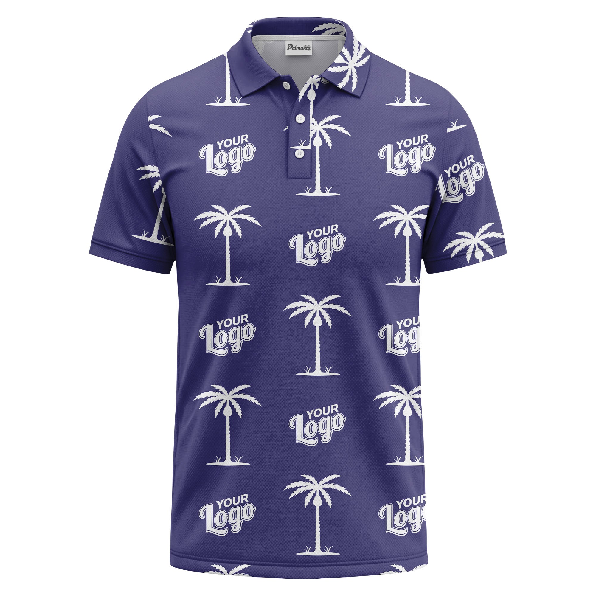 black gold palm trees & customizable logos graphic polo shirt