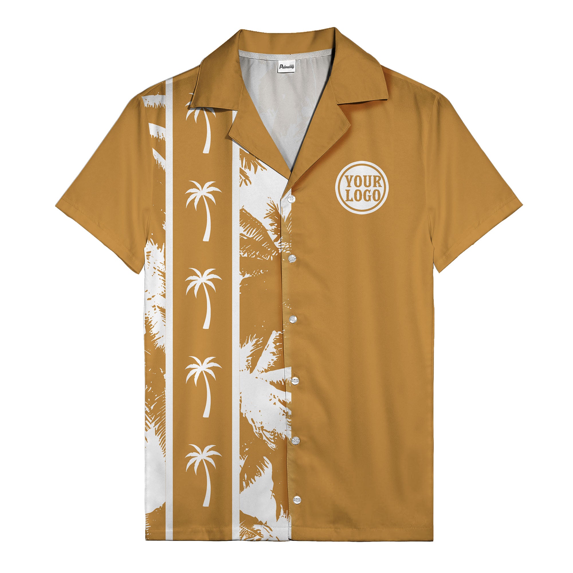 black white palm trees & vertical stripes graphic hawaiian shirt for men