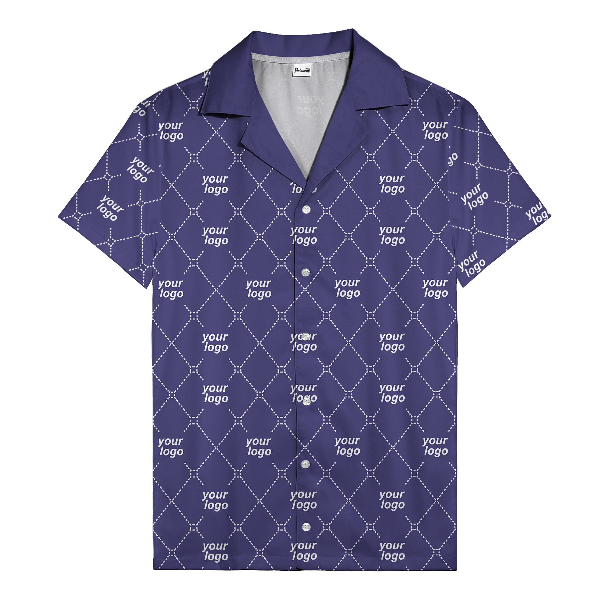 black & white quilted diamond custom logo hawaiian shirt