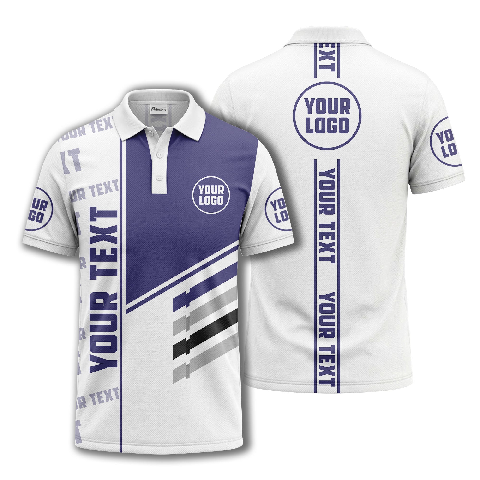 bold geometric stripes & custom text placeholder modern polo shirt