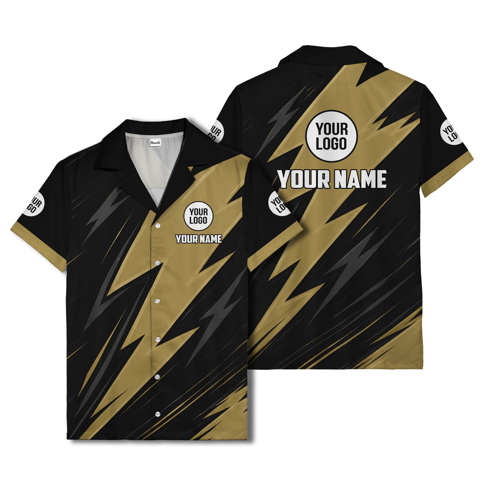 bold lightning bolt repeat pattern personalized hawaiian shirt for men