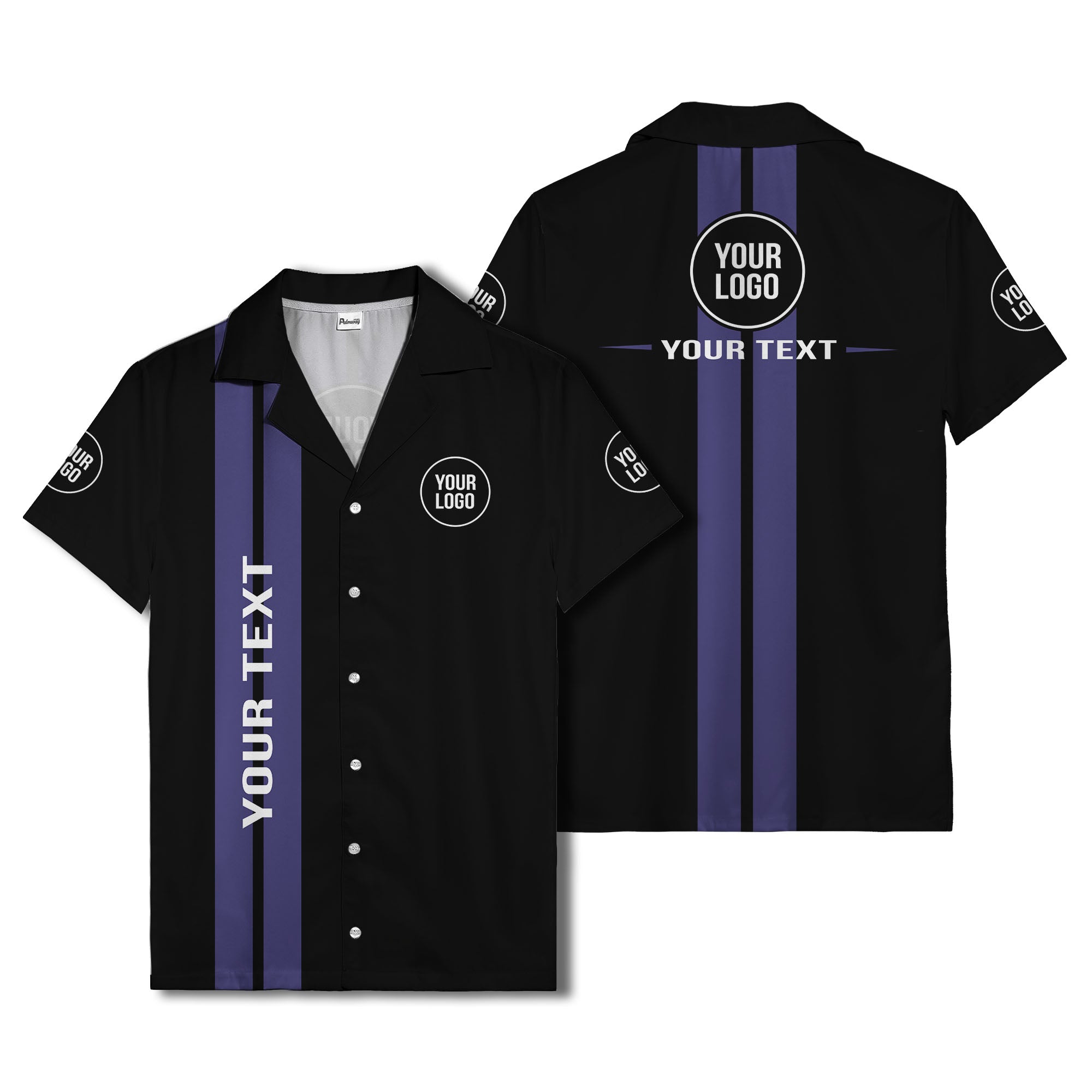 bold vertical stripe custom logo hawaiian shirt for men