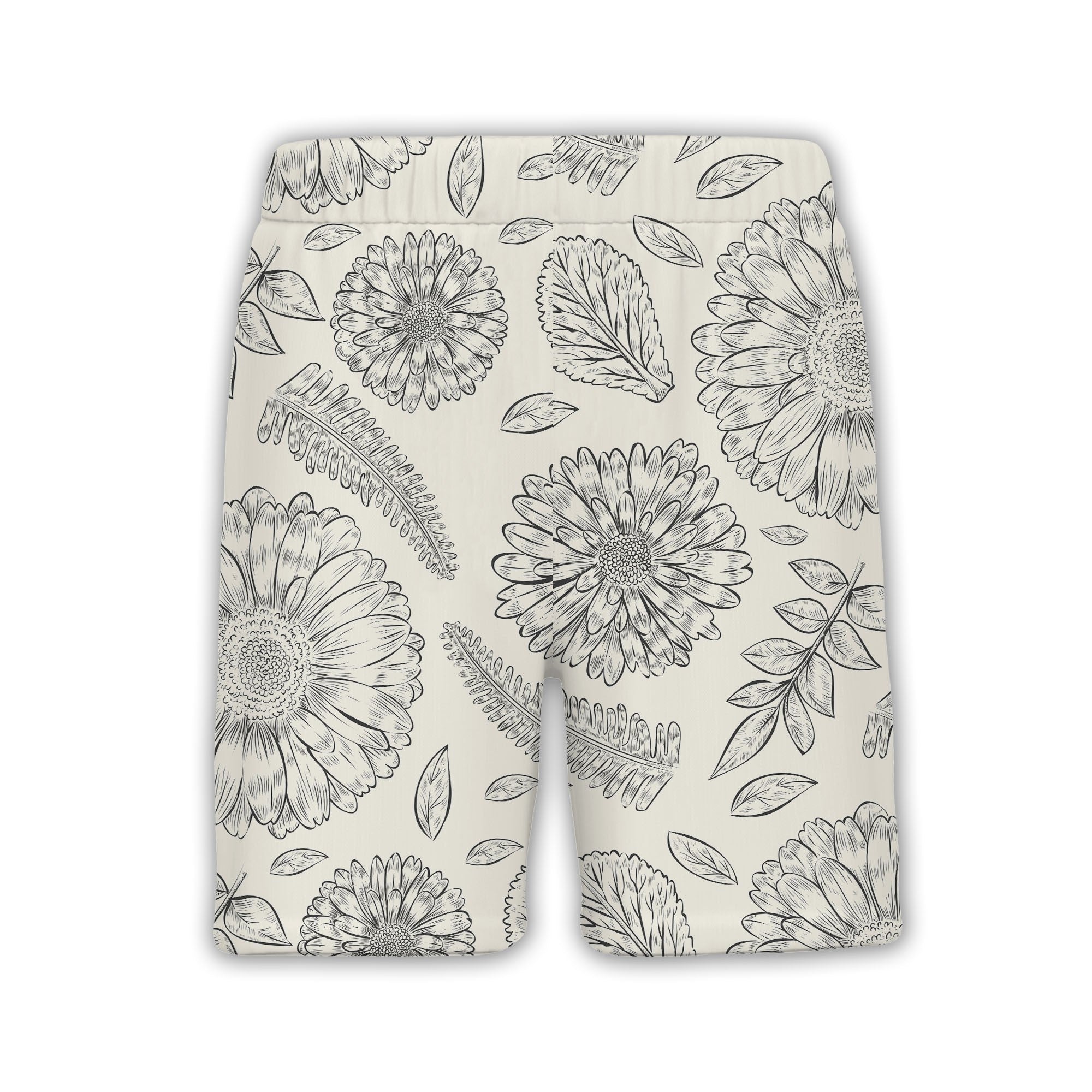 Botanical Line Art Flower Hawaiian Shirt with Fern Fronds Vintage