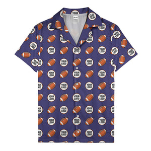 cartoon football field custom logo pattern black hawaiian shirt for men