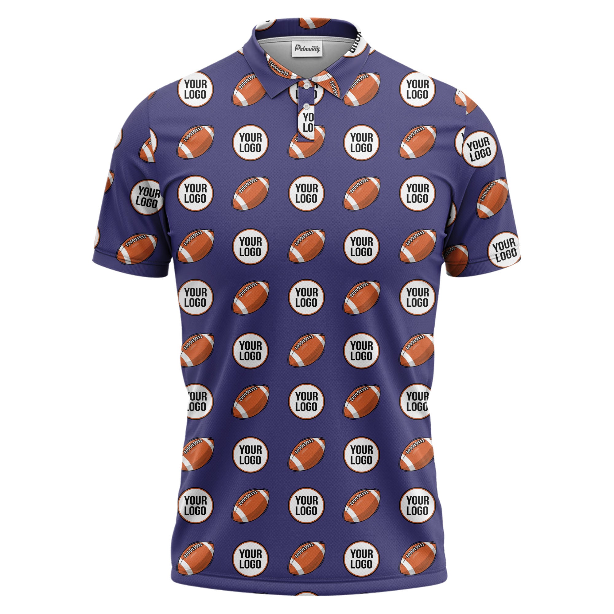 cartoon football logo circle repeat black sports polo shirt for men