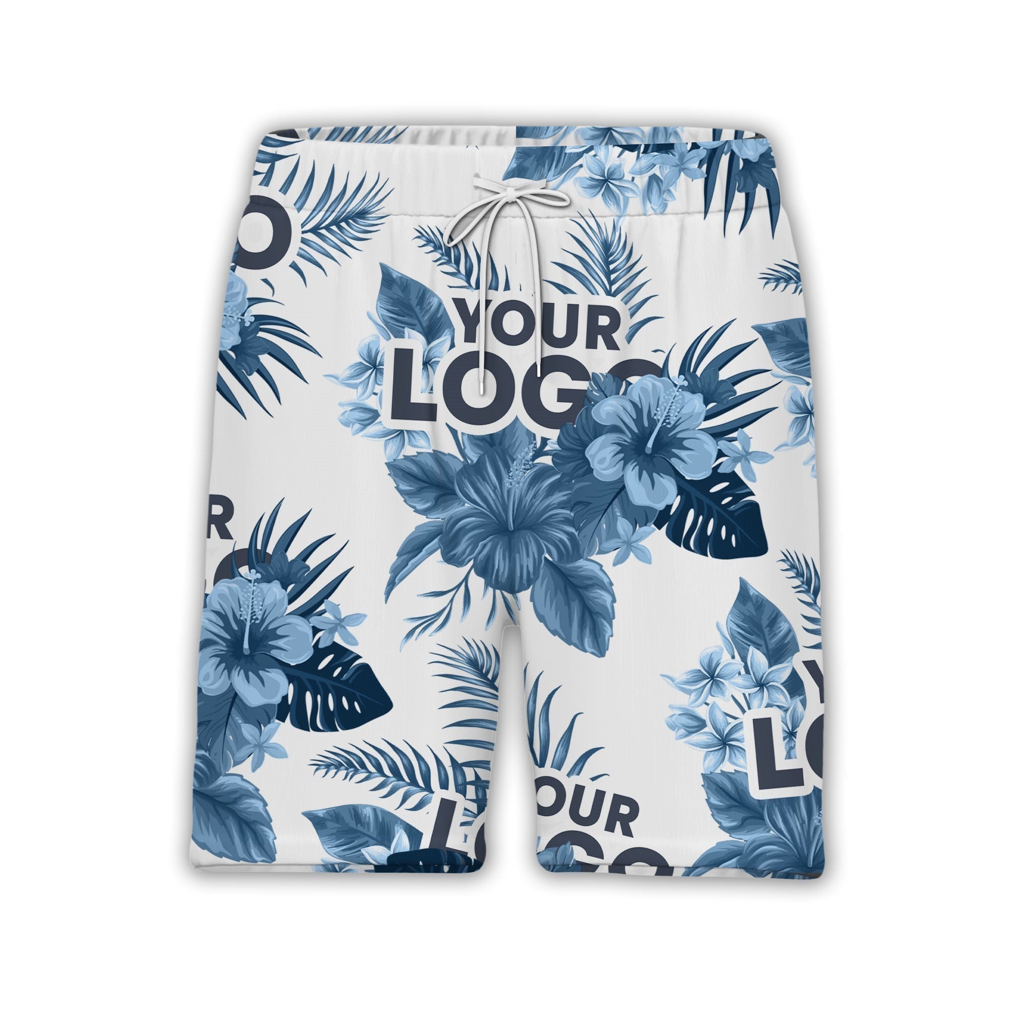 Clean White Corporate Hawaiian Shirt with Monstera Leaf Logo Design