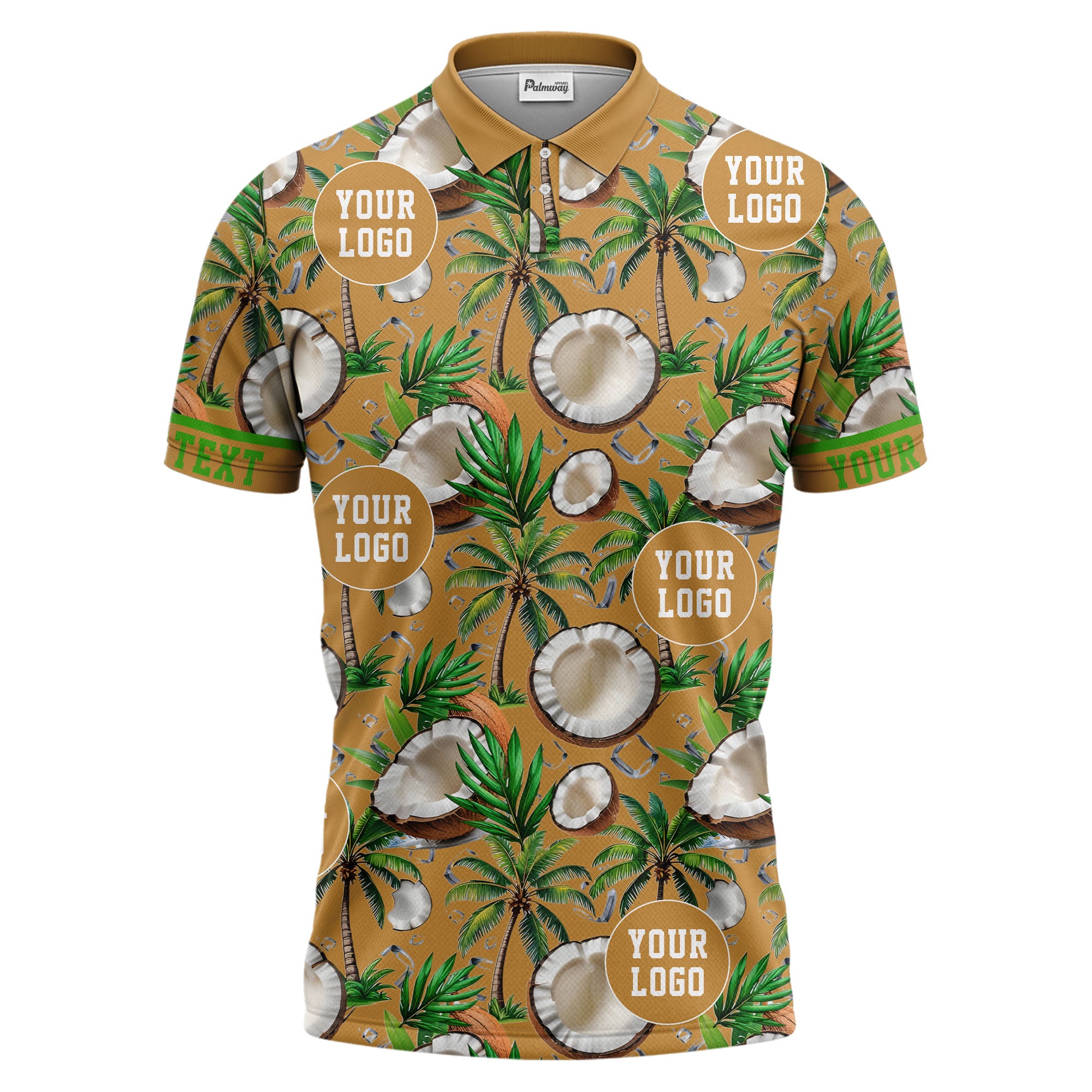 coconut palm trees ice cubes tropical black polo shirt for men