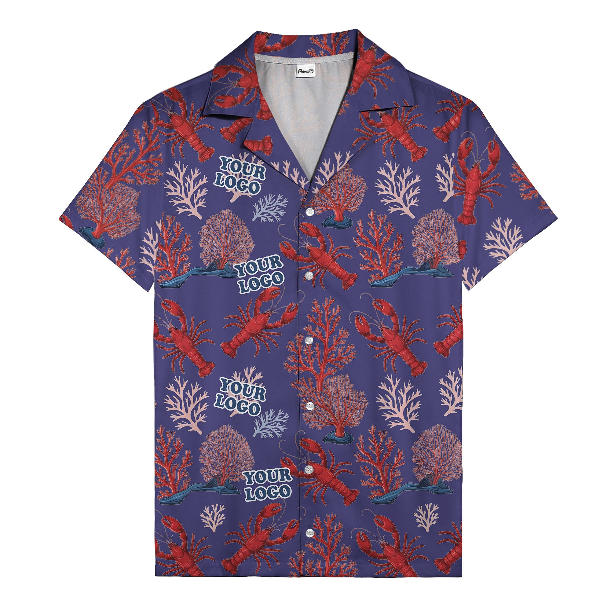 coral reef lobsters & watercolor logo repeat hawaiian shirt
