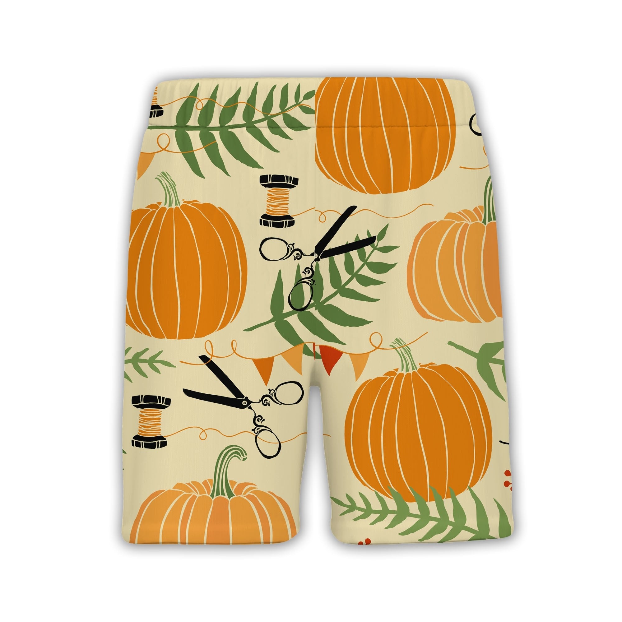Crafty Autumn Pumpkin Hawaiian Shirt with Scissors and Thread