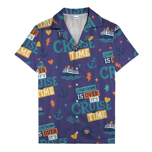 cruise ships & anchors cartoon fun hawaiian shirt for vacation