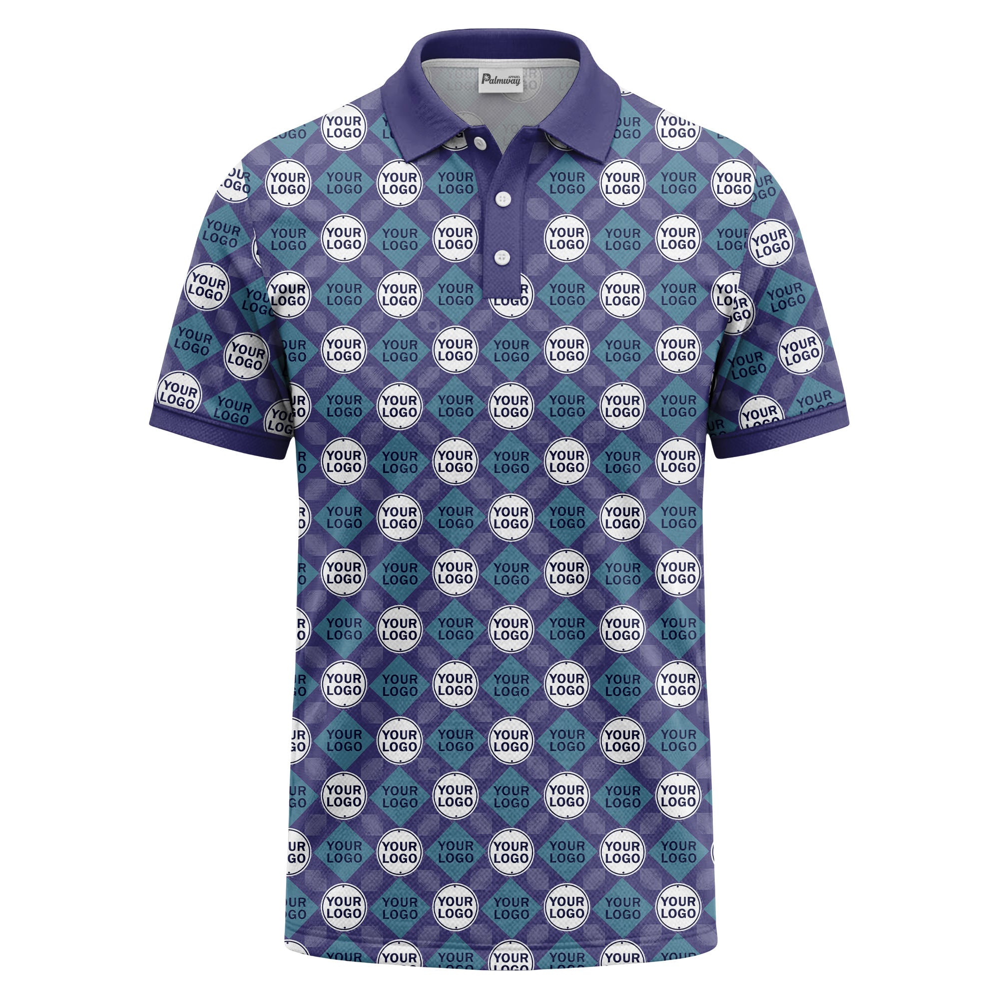 custom diamond grid circular logos polo shirt for men