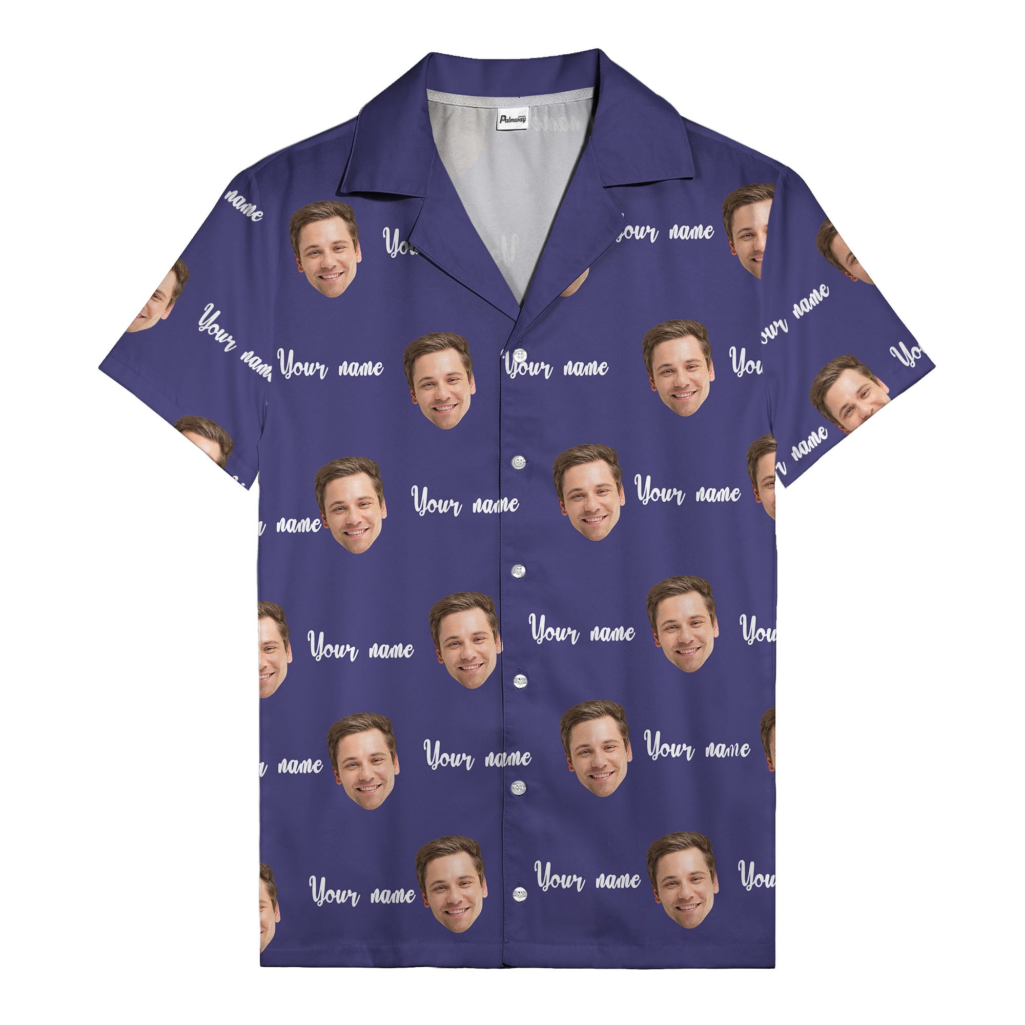 custom face portrait & personalized text repeat hawaiian shirt