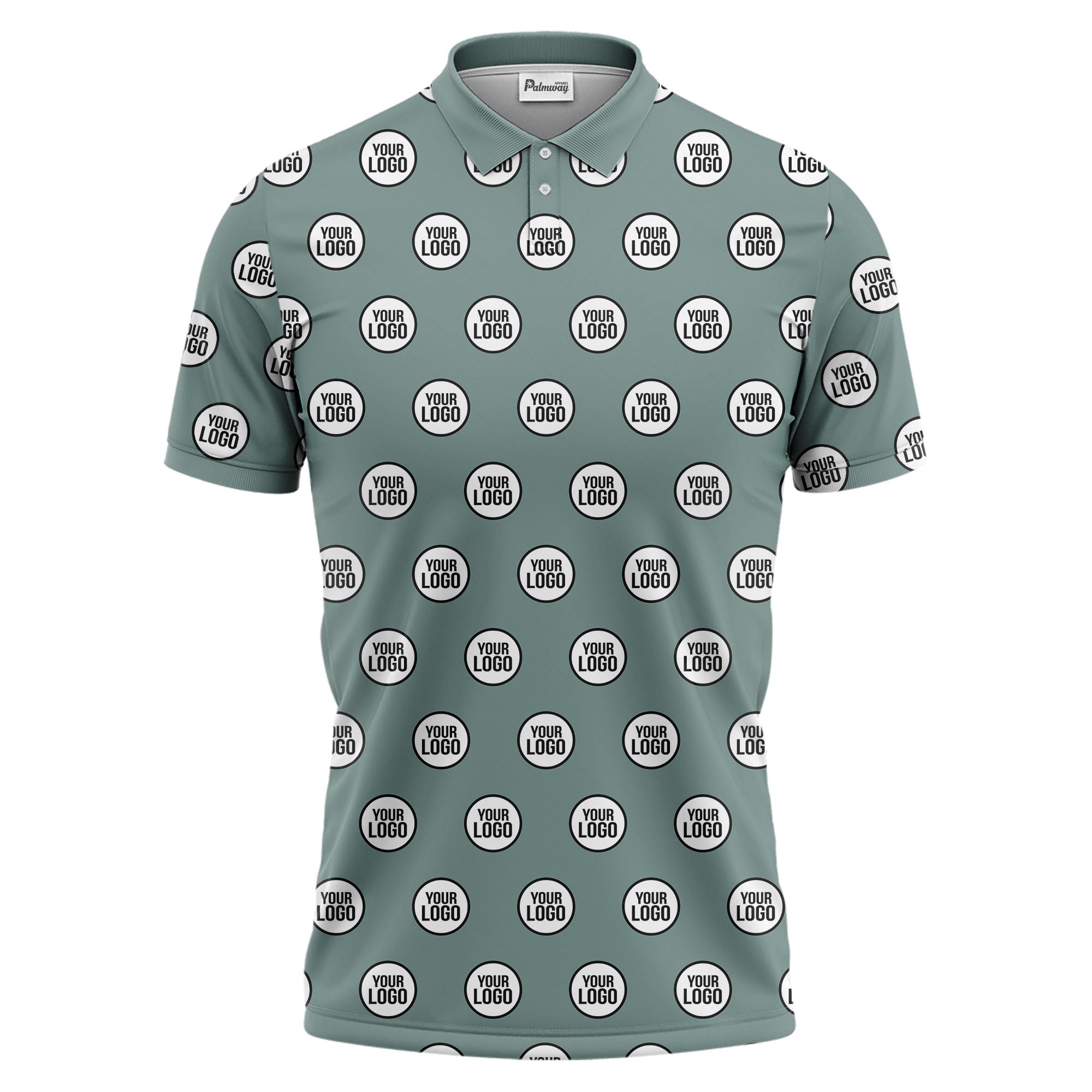 custom geometric circles logo polo shirt in red white black for men