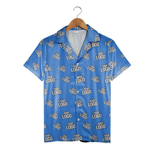 Custom Logo Hawaiian Shirt - Personalized Branded Repeating Text Pattern Design