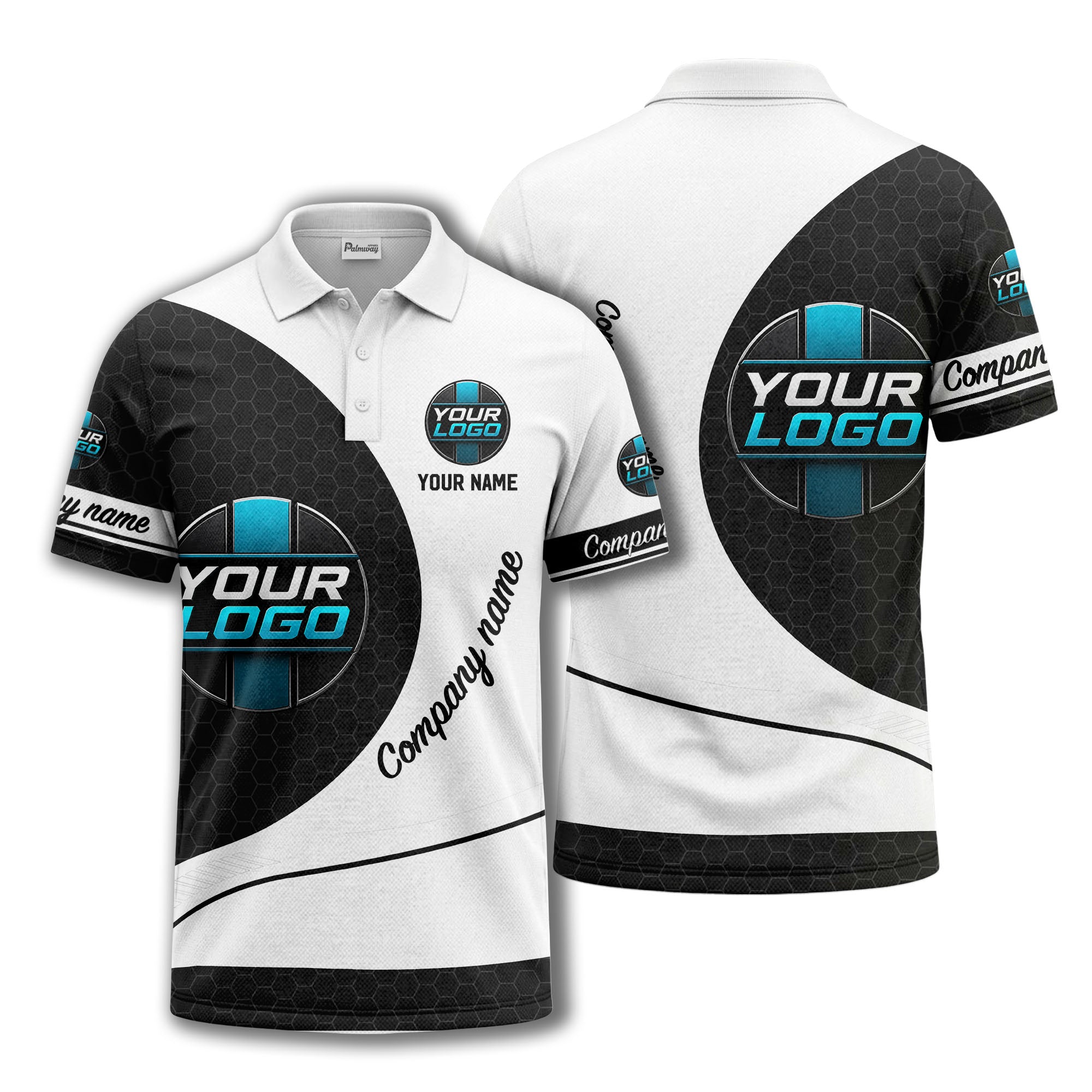 custom logo hexagon diagonal stripes polo shirt for men
