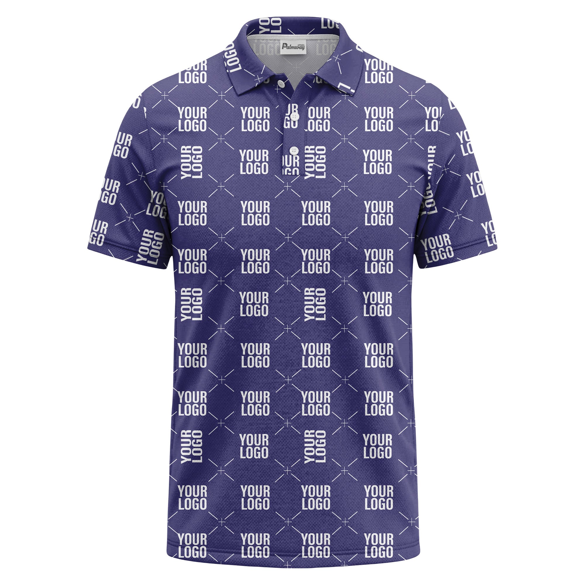 custom logo repeat diamond grid black white polo shirt