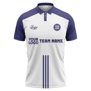 custom logo & team text white black sports jersey polo shirt for men