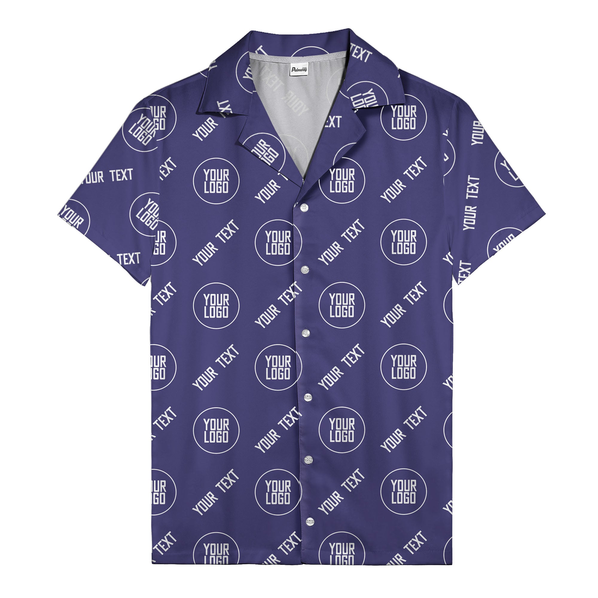 custom logo & text circle repeat black white hawaiian shirt for men