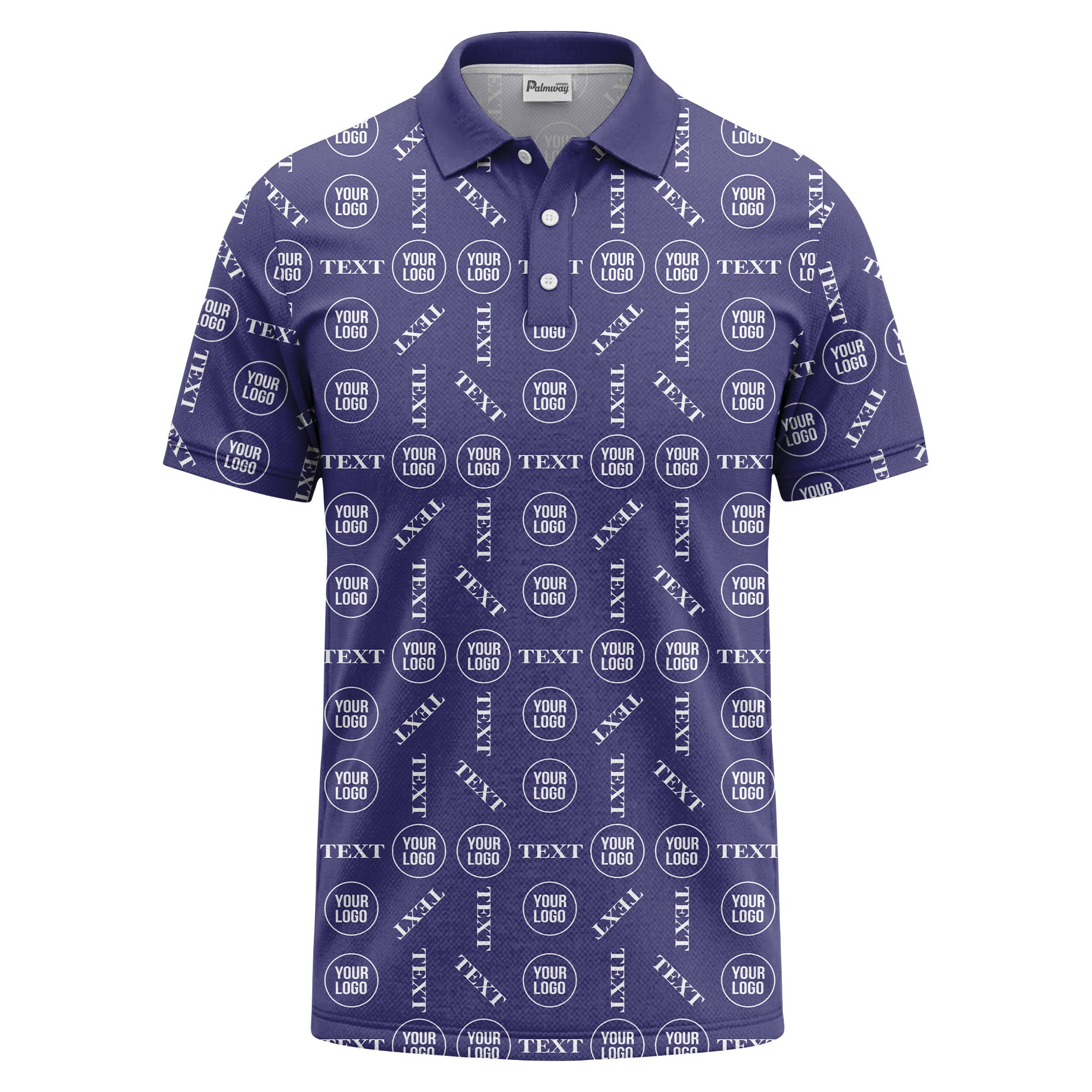 custom logo & text repeat all over print polo shirt