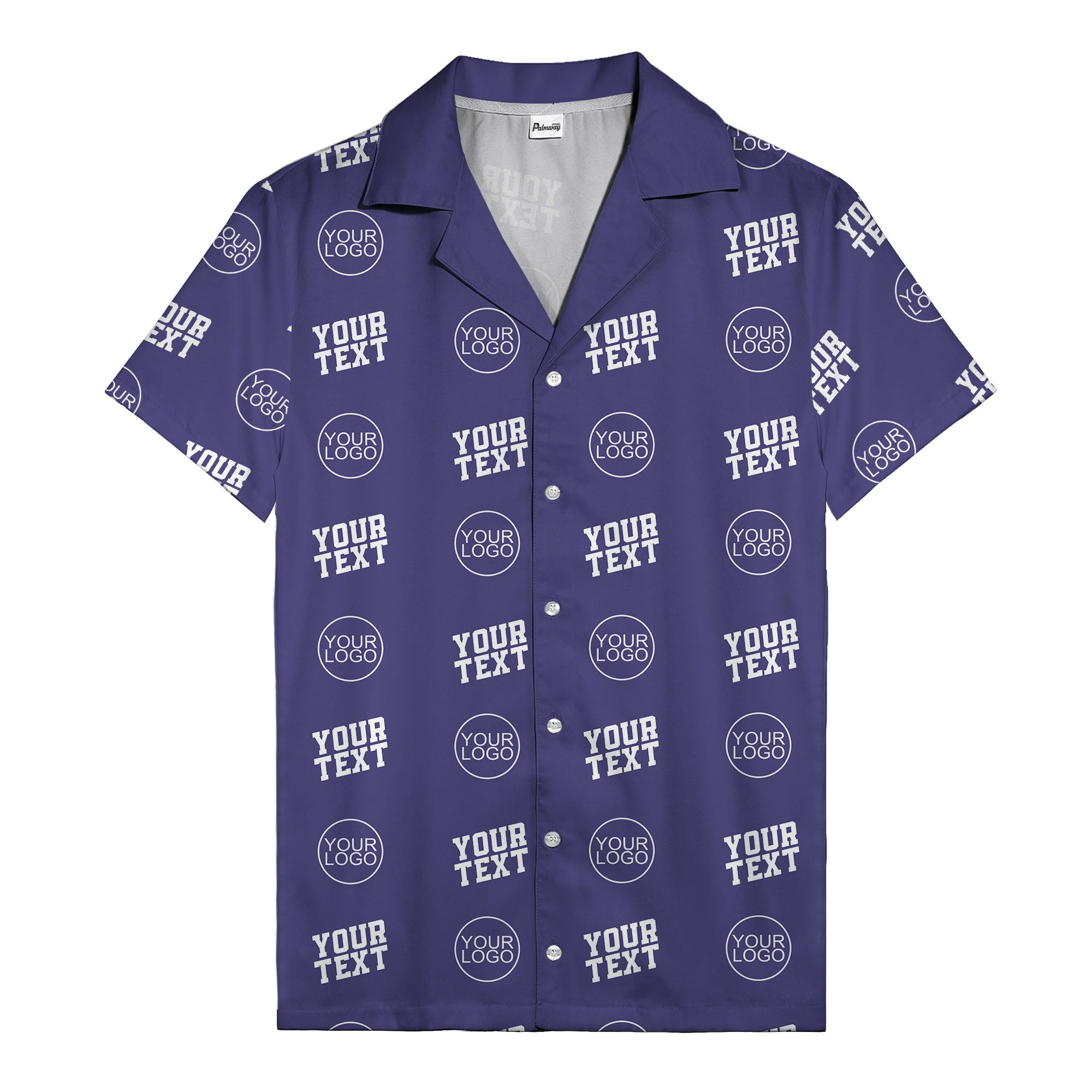 custom logo & text repeat pattern personalized hawaiian shirt