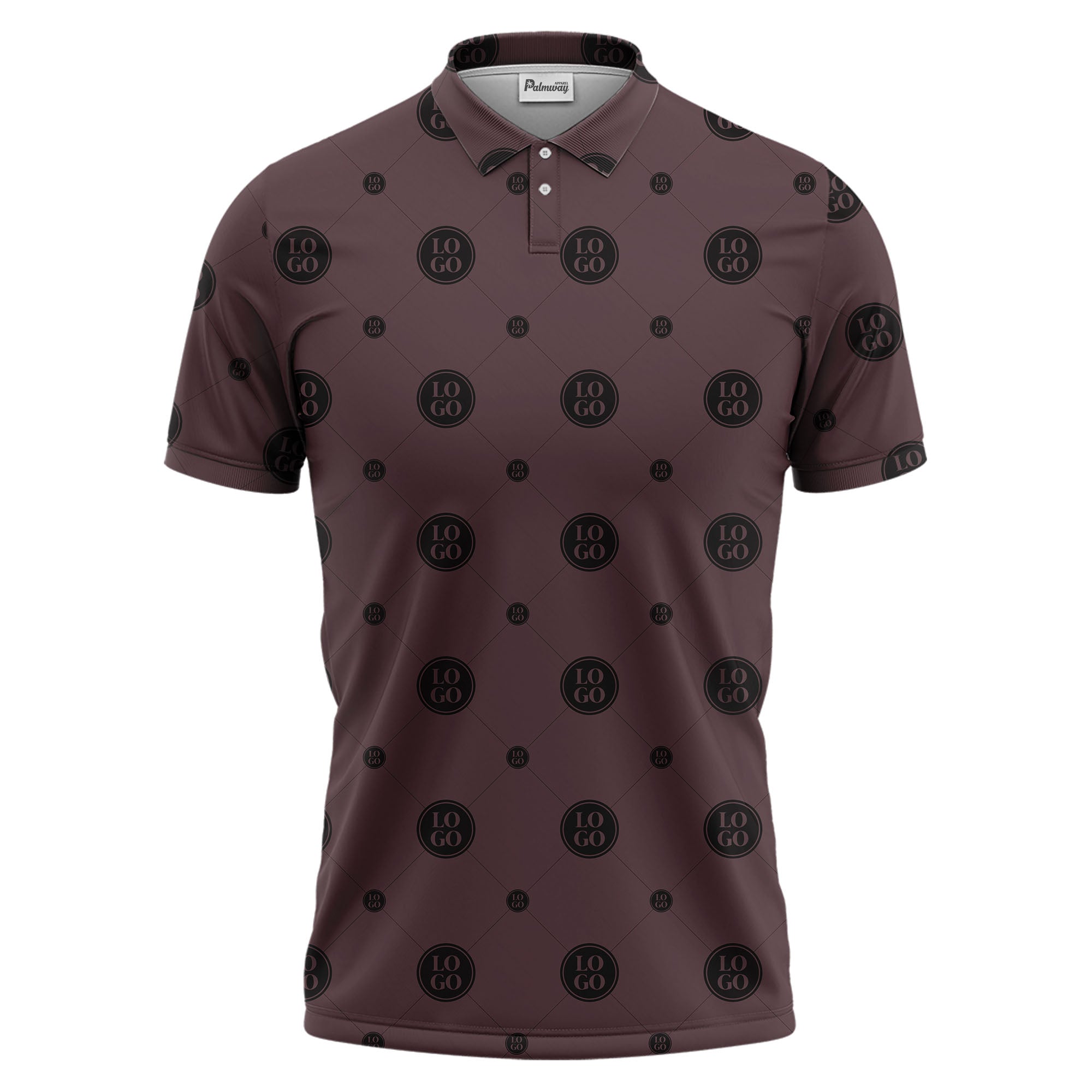 geometric logo repeating polo hawaiian shirt