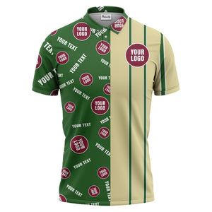 custom multi color geometric logo stripe men's golf polo shirt