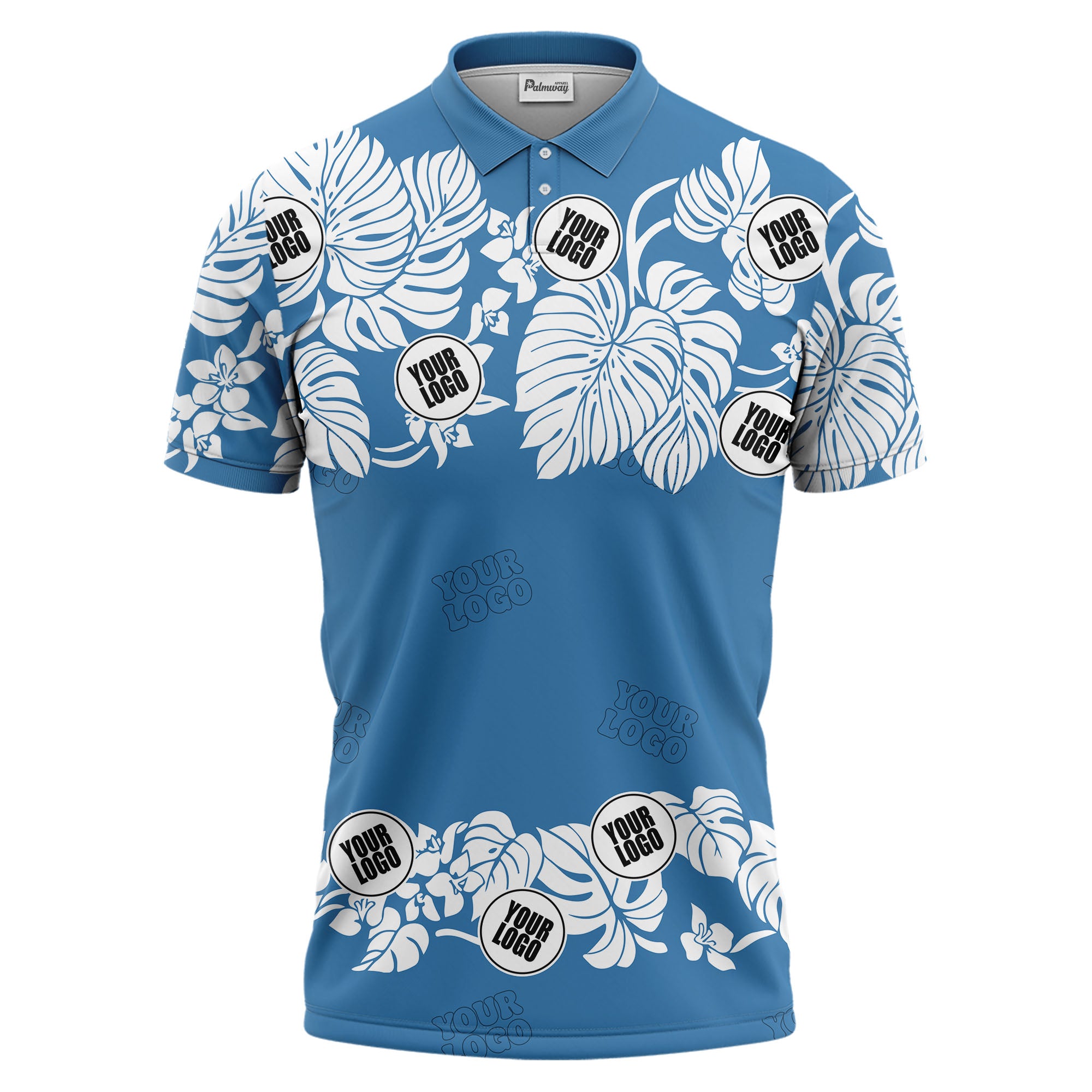 custom multi color monstera hawaiian floral tropical golf polo shirt for men