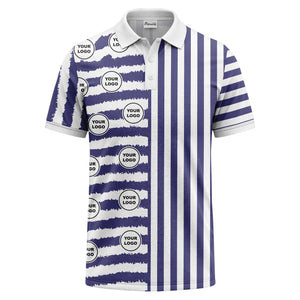 customizable black & white stripes with logo circles polo shirt